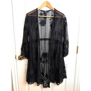 Miss Chievous Black Lace Kimono Cardigan S Sheer Boho Whimseygoth Romantic Goth